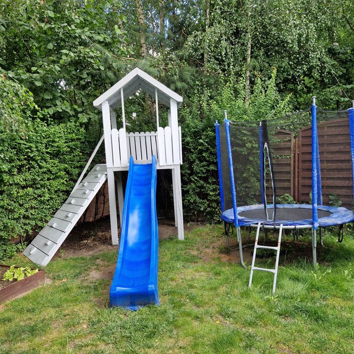 Domek drewniany plac zabaw ślizg 280cm