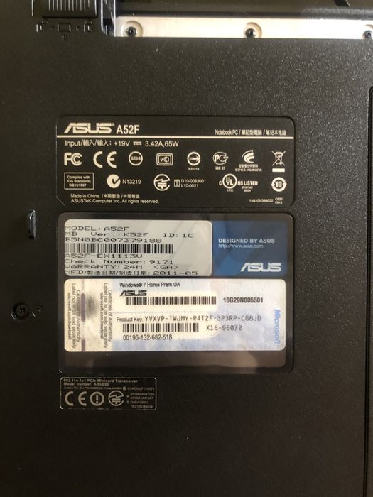 Portátil ASUS A52F 15’6’’64752099748995124