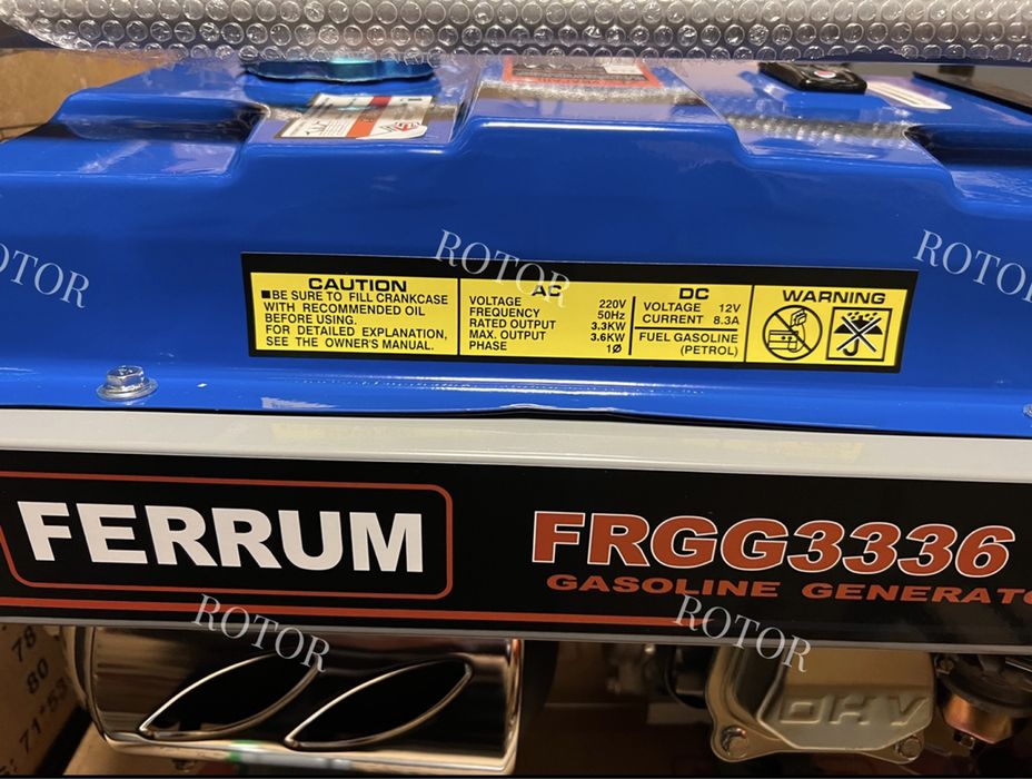 Бензиновий генератор Ferrum FRGG3336, Однофазний, 3.3 3.6 кВт
