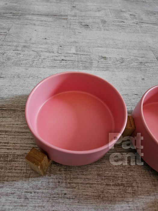 Miski ceramiczne dla psa kota zestaw 2 sztuki x 400 ml różowe