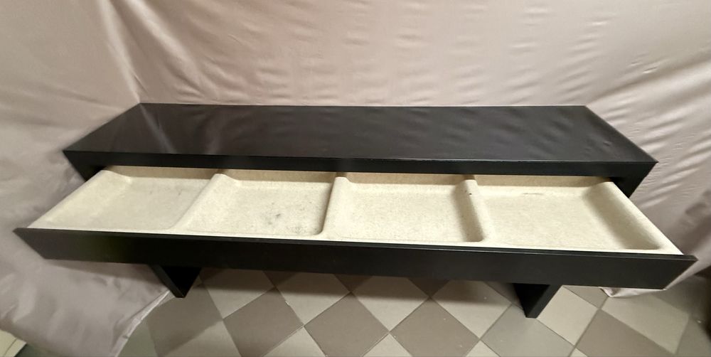 Toaletka stolik czarna ze szklem na blacie IKEA - naturalna okleina