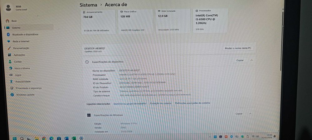 Dell Optiplex All In One 3050 Ecrã 19.5 Full HD i5/12GB RAM/NVME+HDD