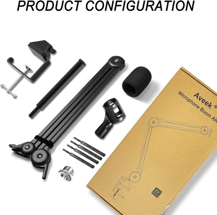 Wysięgnik ramię mikrofonu Aveek, regulowany, nożycowy, obrotowy