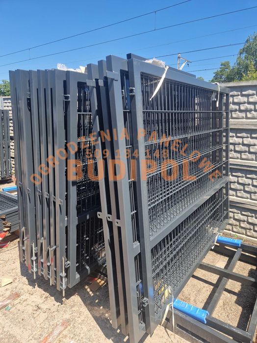 Brama panelowa 5m 150cm lub 170cm grafit, słupki 80x80x2mm, zawiasy
