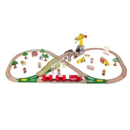 Дерев'яна залізниця, дитяча дерев'яна дорога з краном 57 ел. 3.2 м