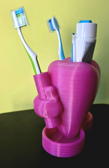 Suporte Escovas de Dentes Infantil Rosa – Dente Feliz 3D