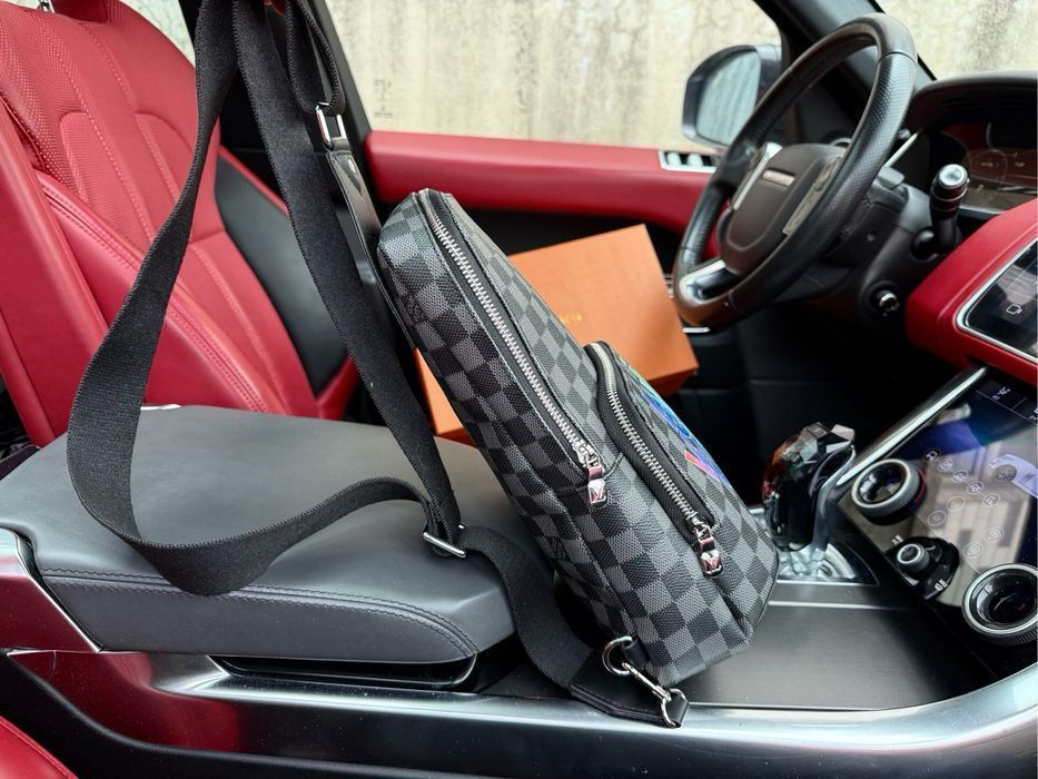 Слинг LOUIS VUITTON avenue сумка бананка мужская графитовая черная