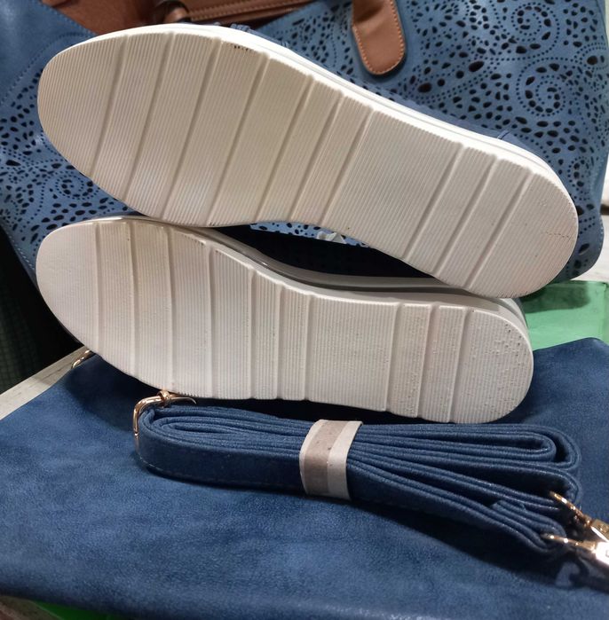 Saco/mala e sapatos tam 36 em azul