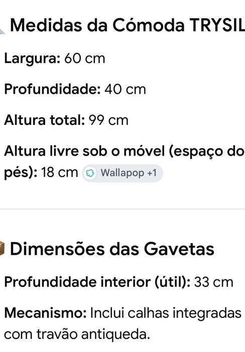 Cómoda com 4 gavetas