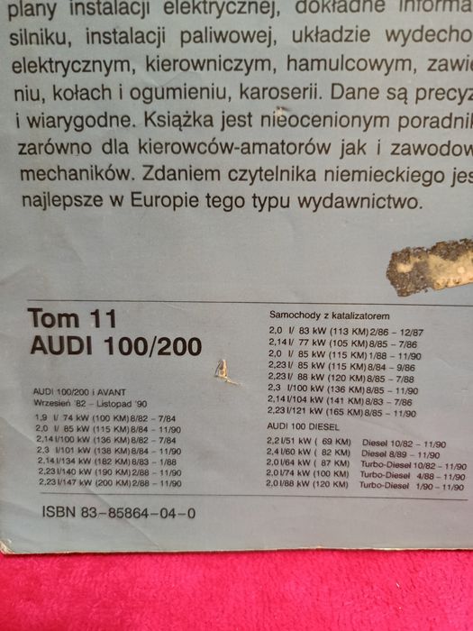 Książka Sam naprawiam Audi 100/200 /Audi 100 diesel  H.R. Etzold