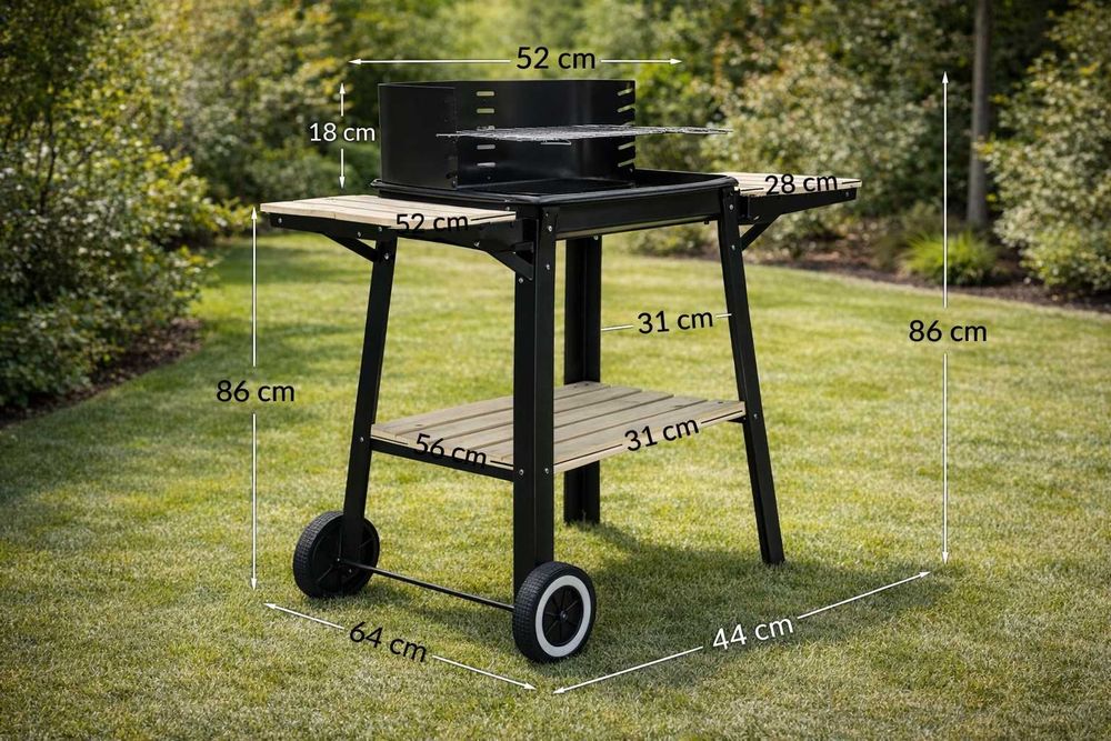 NOWY Grill Ogrodowy Węglowy Duży Zestaw 5 Półek Pojemny