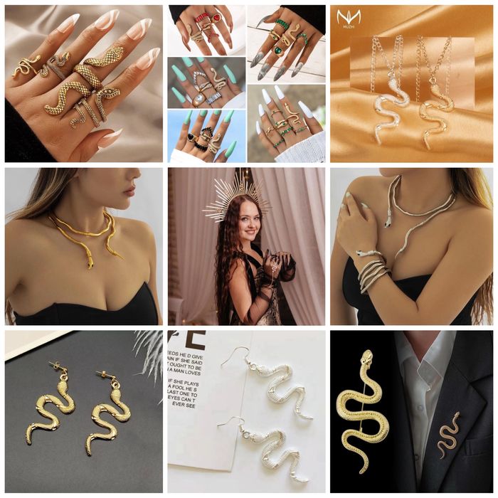 Кольє колье змея змейка змія сережки браслет корона брошка каблучка