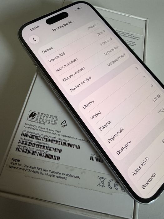 Bateria 100% iPhone 15 128gb Blue Idealny