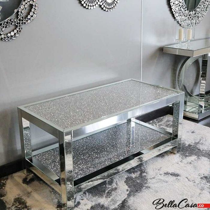 Ława Glamour Szklana Lustrzana Prostokątna