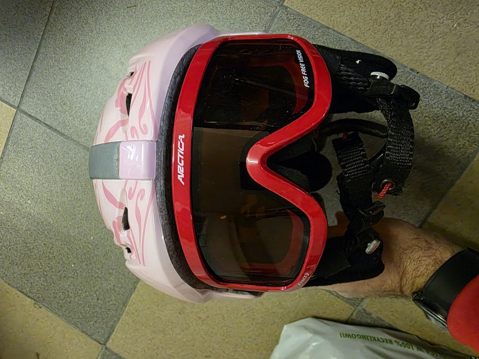 Kask narciarski różowy +gogle Arctica
