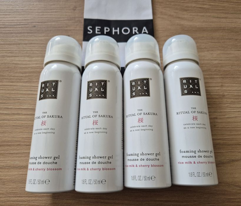 4 małe pianki białe! RITUALS The Ritual of Sakura 4 x 50 ml pianki pod prysznic