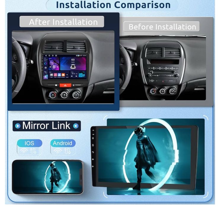 Radio samochodowe Carplay Peugeot Citroen Mitsubishi Android auto