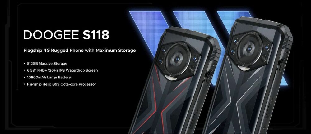 DOOGEE S118, 20/512 Gb, 50/12NV/ 8/32Mp, 10800мАч, G99, 6,59", НОВИНКА