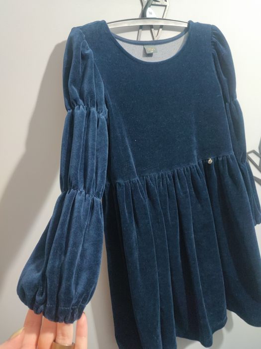 Elegancka granatowa sukienka welurowa Atut 134