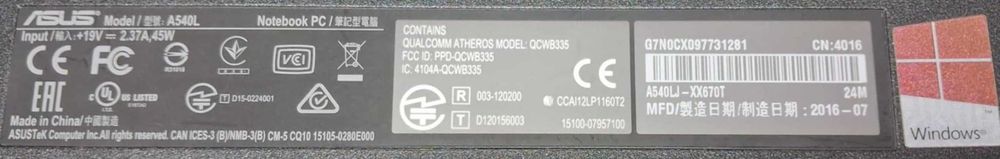 Laptop Asus A540L