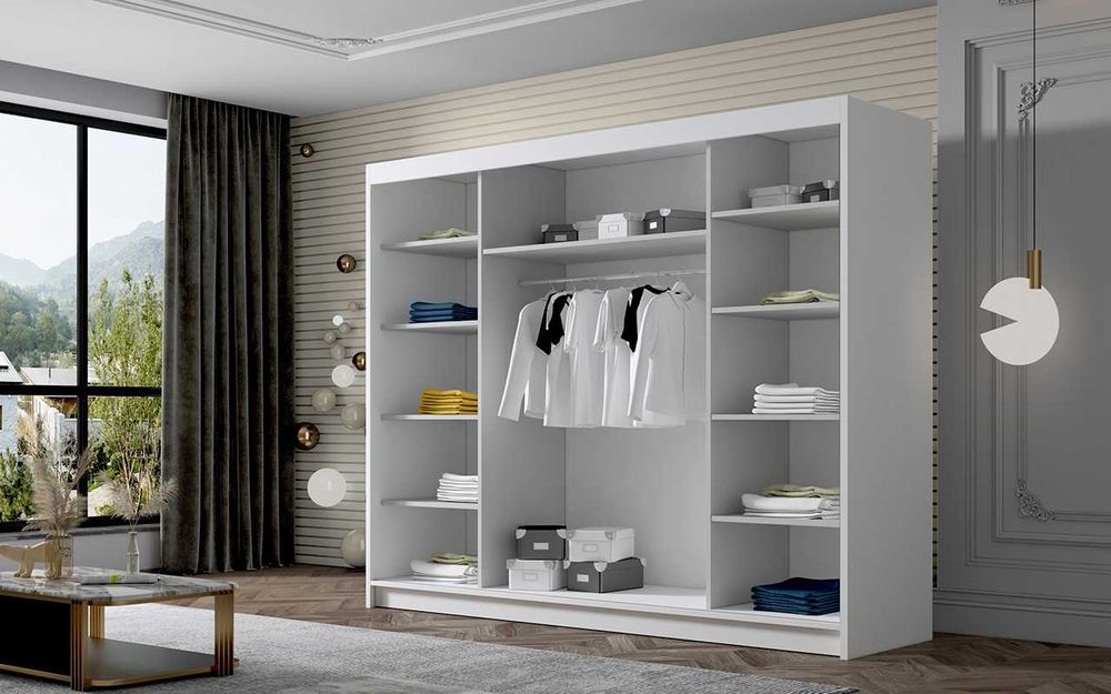 SZAFA przesuwna ARIA VI 250 cm lustro ZŁOTE UCHYWTY LUSTRO