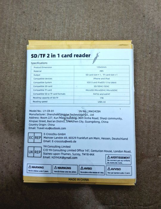 Leitor cartões SD e TF - Iphone + Ipad