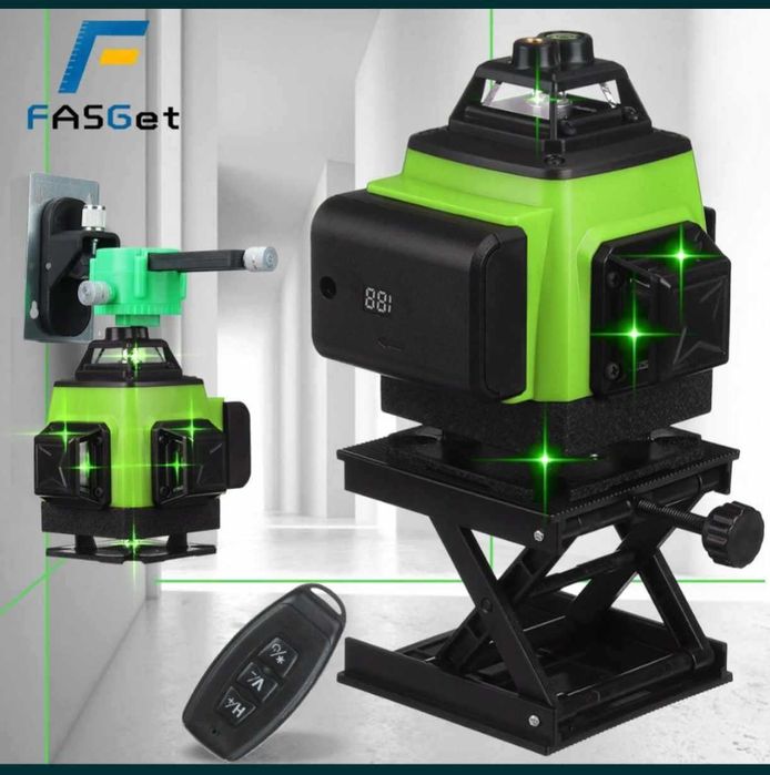 Nível Laser com 16/12/8/4 Linhas 360º c/ mala de transporte 2 Baterias