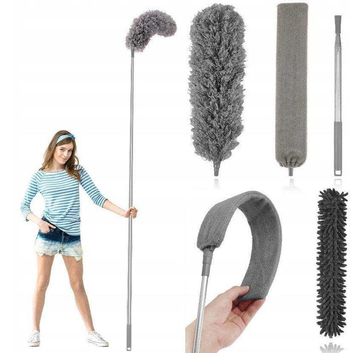 Miotełka do kurzu teleskopowa długa do pajęczyn 3 końcówki