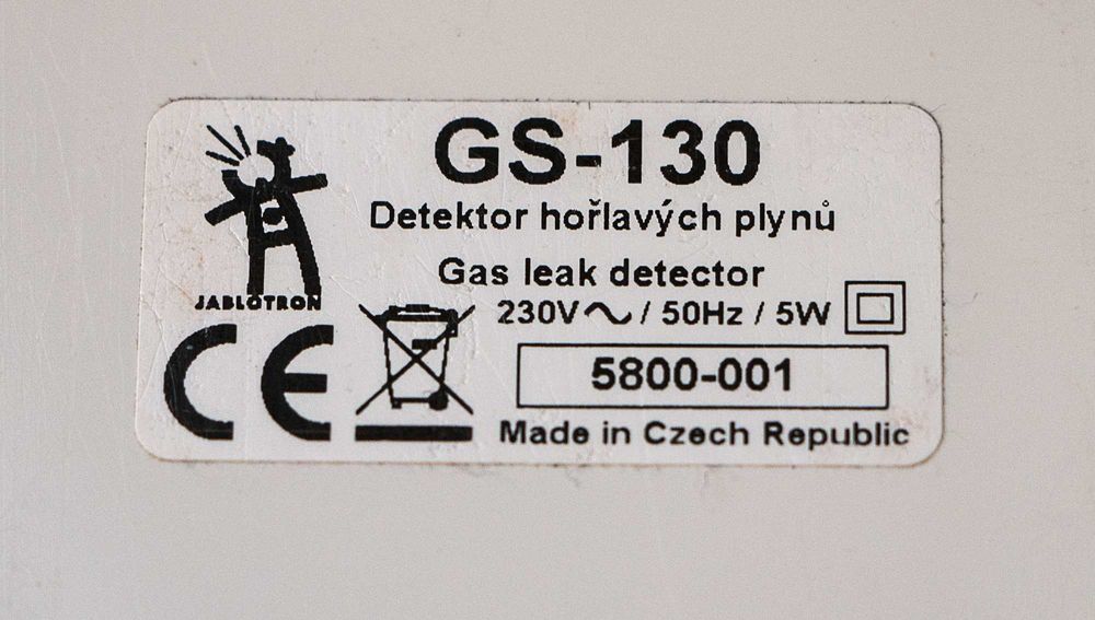 Czujnik gazu Jablotron, Czechy