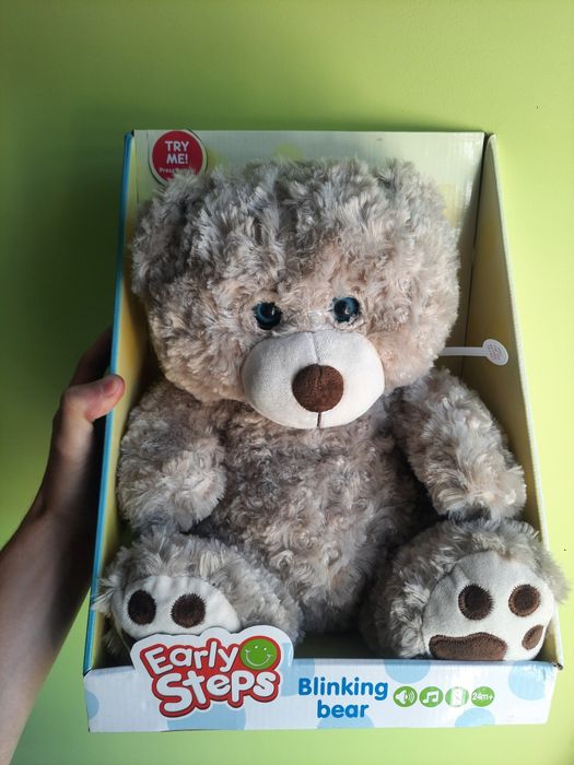 Spory Miś Early Steps Blinking Bear Ładny Miś Szarawy