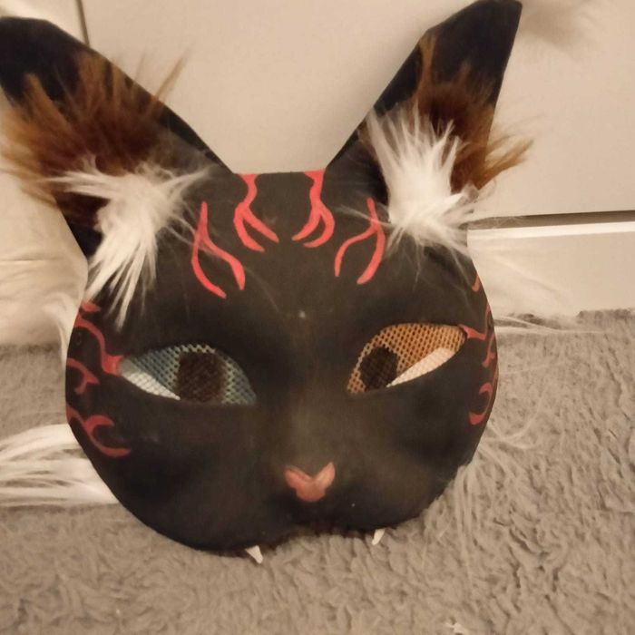 Maska Therian kot ręcznie robiona