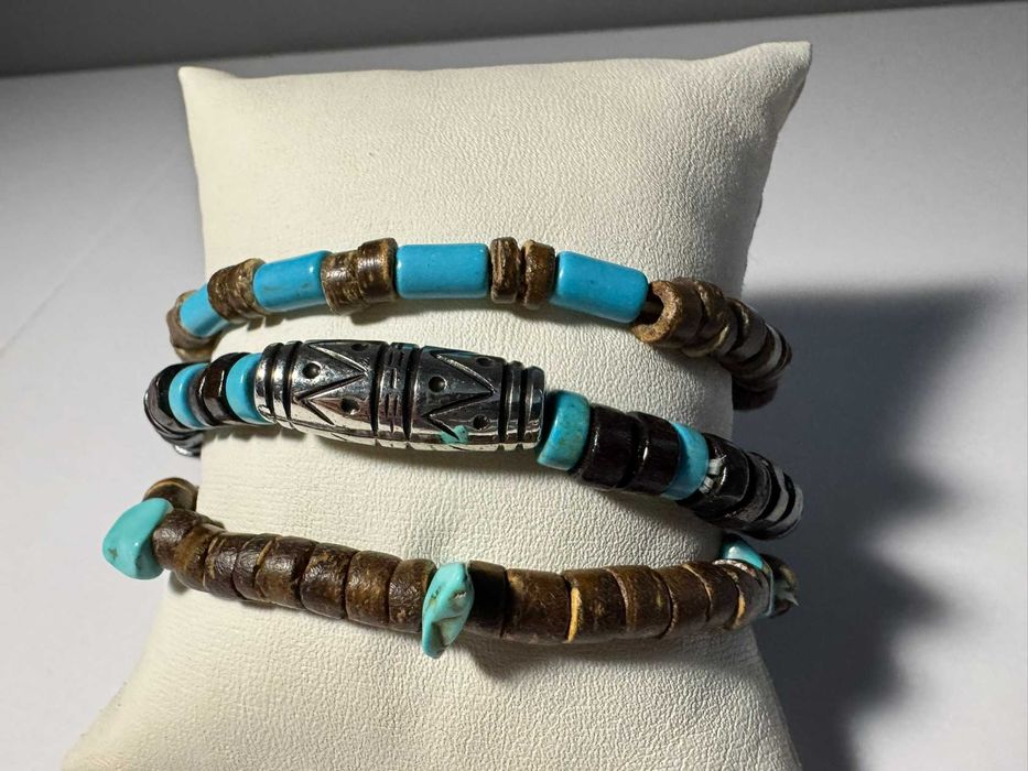 trzy drewniane bransoletki boho (R10)