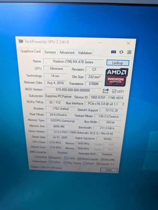 Відеокарти Sapphire Radeon RX 470 4GB GDDR5 Nitro (Mining Quad Edition)