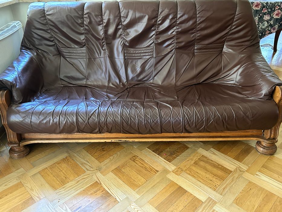 Skórzana sofa plus dwa fotele