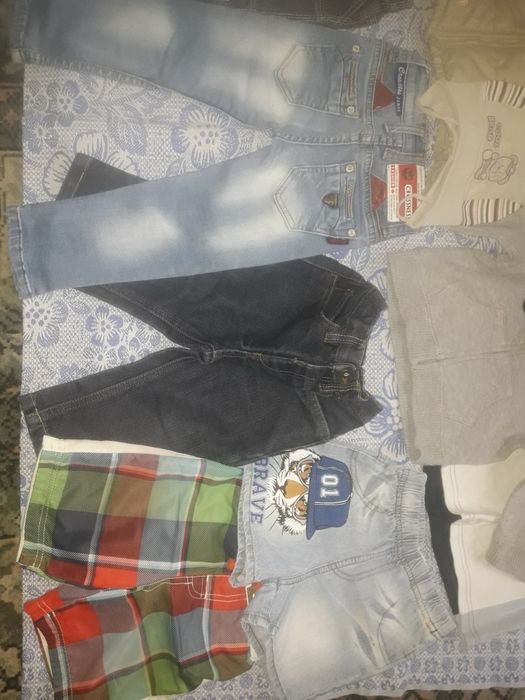 Комбинезон демисезон 6-9 мес, человечки, футболка 0-18 мес