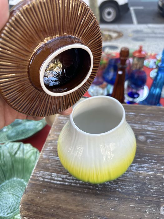 Cogumelos caixa em ceramica
