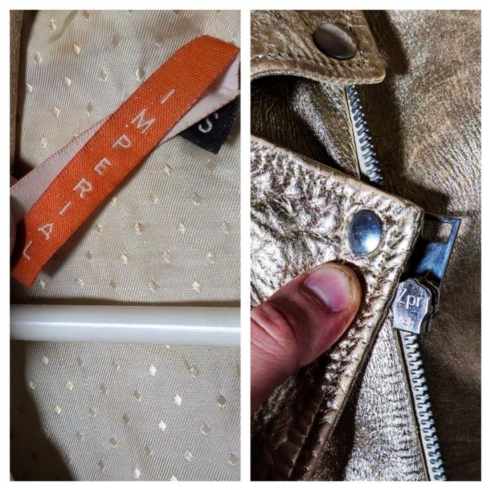 Шкіряна косуха Just Cavalli Imperial leather jacket Gold ХS Made Italy