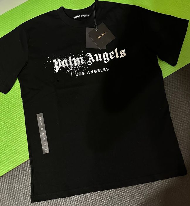 Футболка Palm Angels Є РІЗНІ КОЛЬОРИ Rhinestone Sprayed Black and White(swarovski) спрей спреєд пальм анджелс пальма анжелс