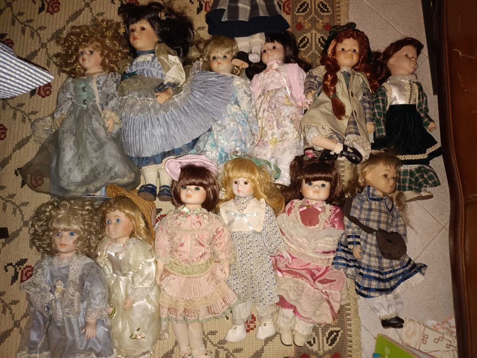 Porcelain dolls with clothing
