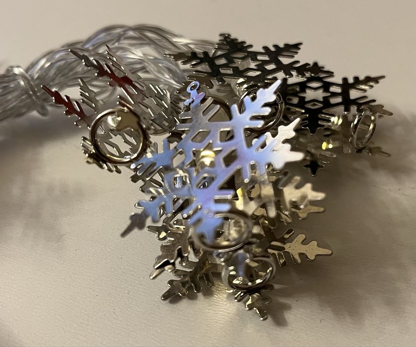 Lampki LED łańcuch srebrne gwiazdki 10 LED 90 cm