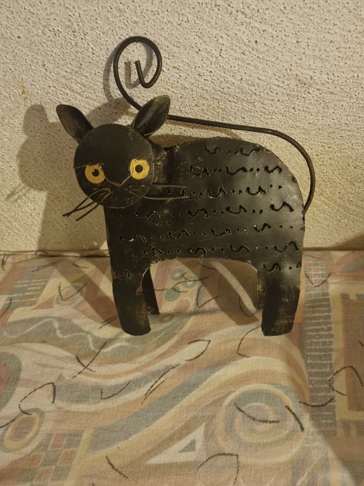 Gato Preto para Velas em chapa Antigo