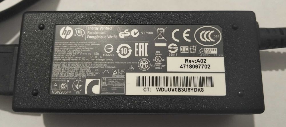 Transformador de portátil HP 19,5 v 2,31A