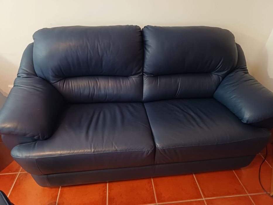 Sofás pele sintética azul