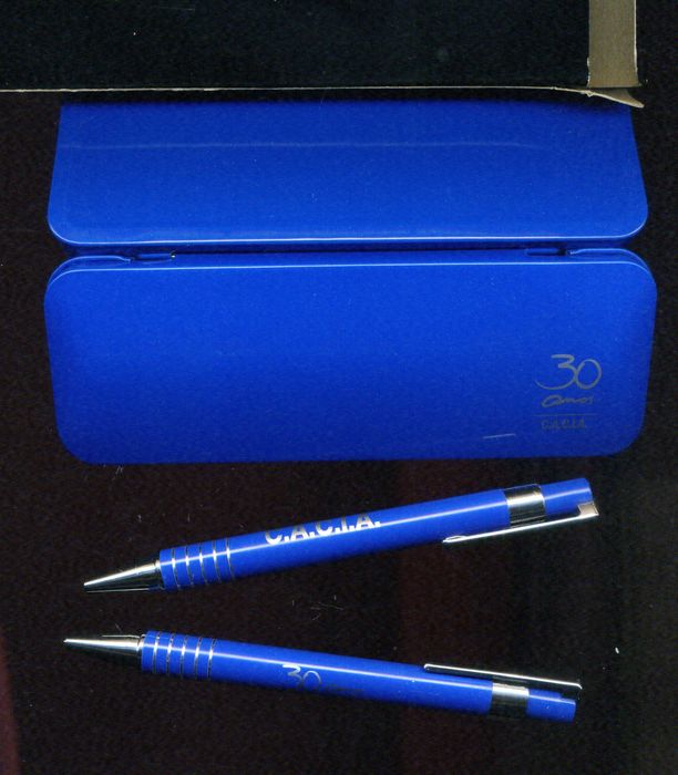 Conjunto Esferográfica e Lapiseira Azul, 30 anos CACIA