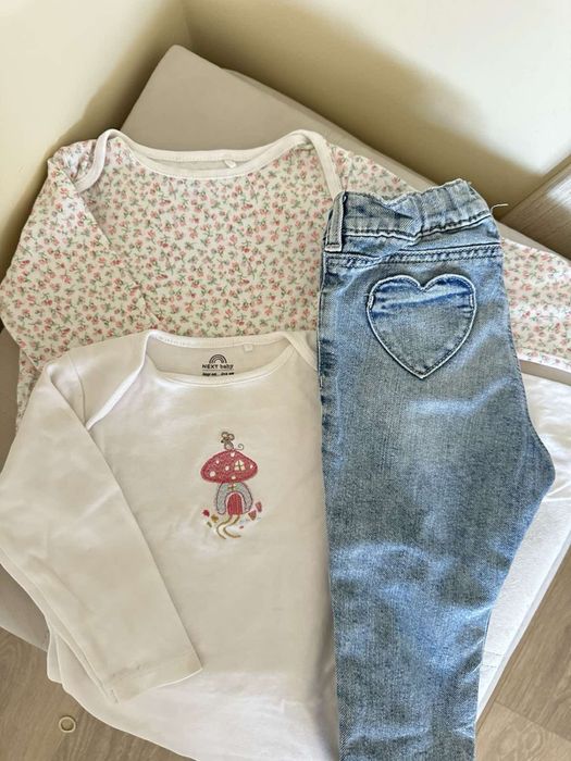 Набір для дівчинки 80 - 86р. джинси H&M, боді Next, світшот Sinsey