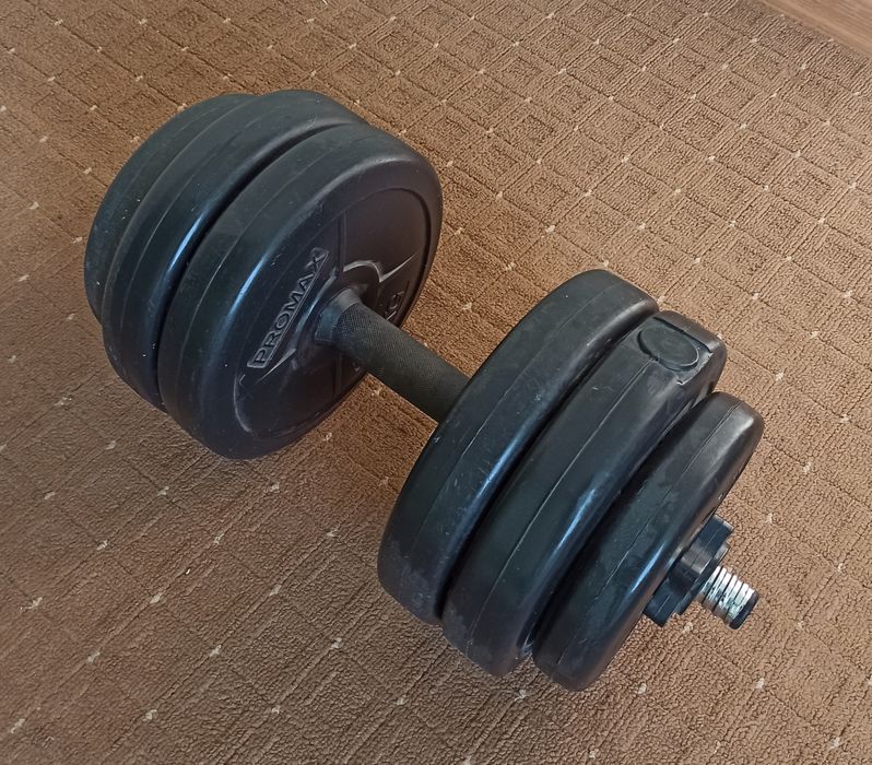 Гантеля с 4 дисками по 2.5 кг. И 2 по 1.25 кг.