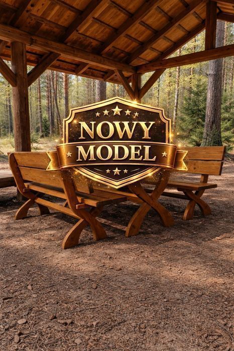 Meble ogrodowe biesiadne drewniane ZESTAW stół + 2 ława do ogrodu