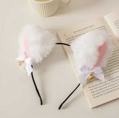 Wesoła opaska do włosów, uszy kota z dzwoneczkami.