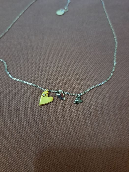 Colar em prata com 3 corações