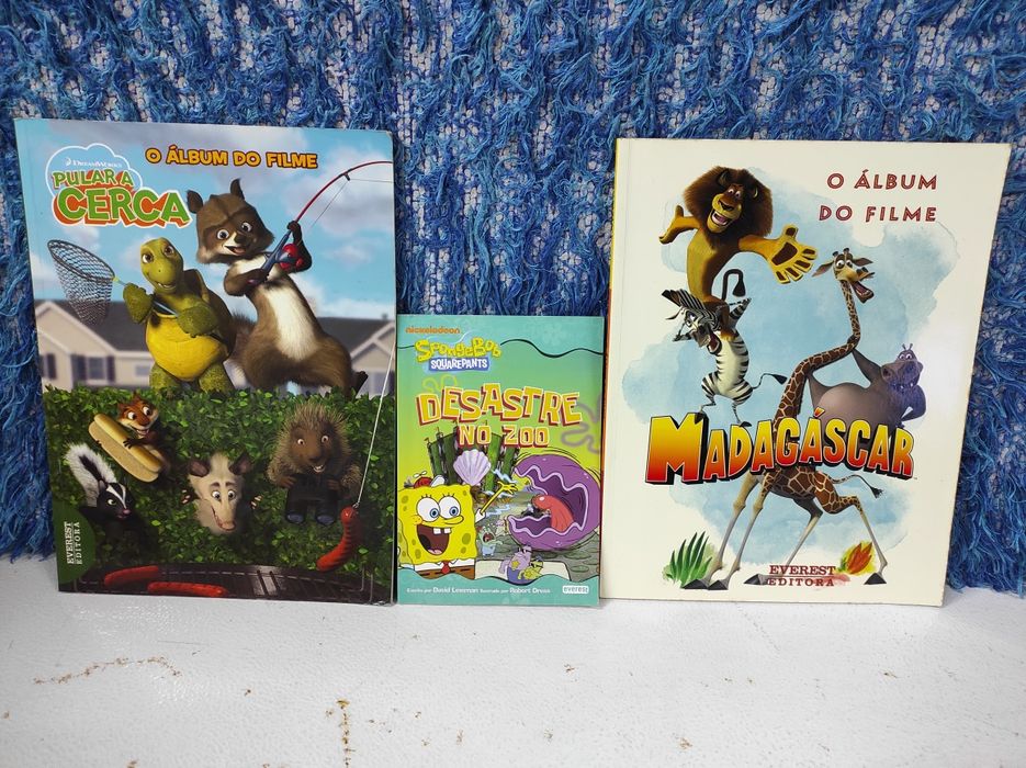 Livros infantis/juvenis: Disney - Mickey, Branca de Neve, Pinóquio, Tarzan, Kuzco / Dreamworks - Madagáscar, Pular a Cerca / Spongebob / Rua Sésamo